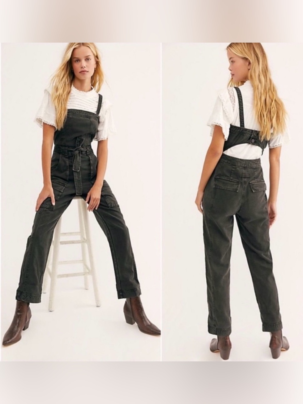Free People Go West Jumpsuit in Washed Black